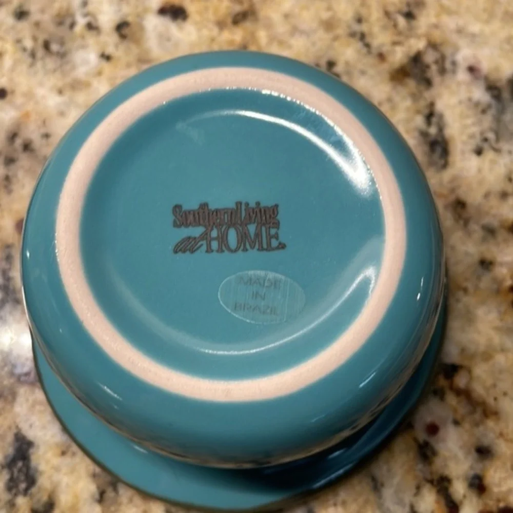 Southern Living at Home Tuscan Toscana Tidbit Bowl Saucer Turquoise - Picture 3 of 7